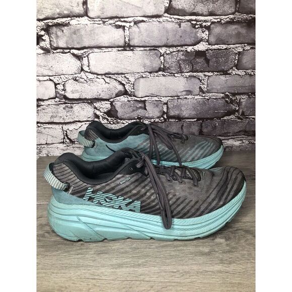 HOKA ONE ONE Rincon Charcoal Gray Aqua Blue Running Shoes Women 10.5M US/43 1/3 - Picture 4 of 16